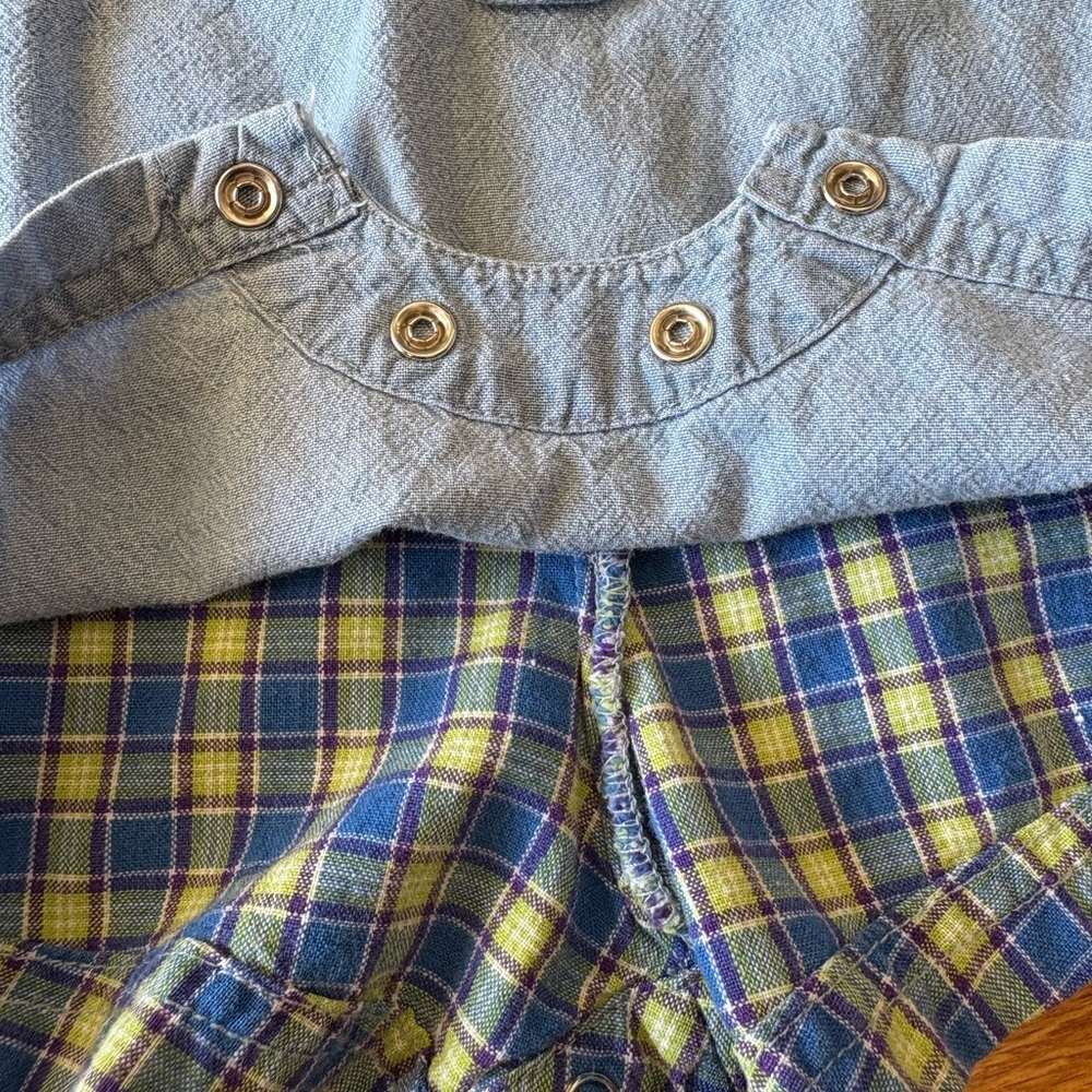 VTG Denim Collared Romper with Embroidered Bugs Size 3/6 Months - Picture 7 of 7